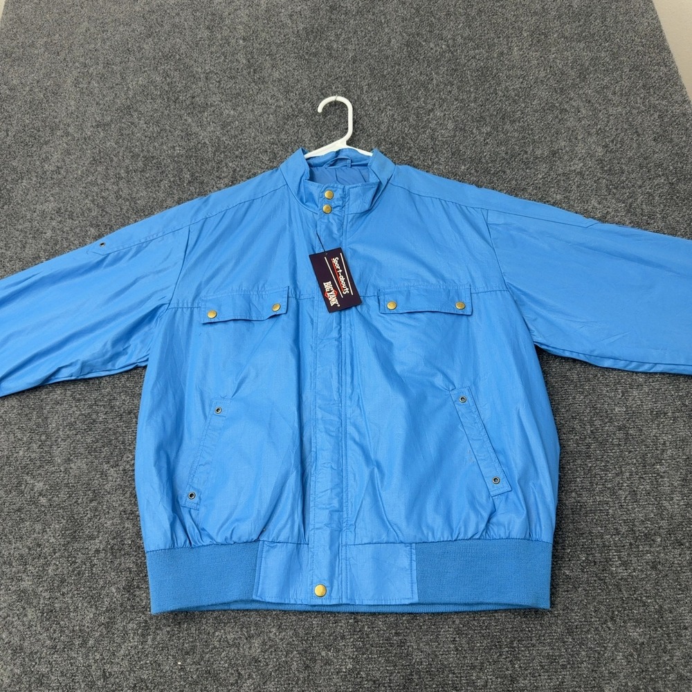 Vintage NWT Big Yank Jacket Mens L Blue Lightweight Harrington Mock Neck Retro